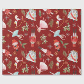 Vintage-Weihnachtsnussknacker-Märchen-Rot  Geschenkpapier (Flach)