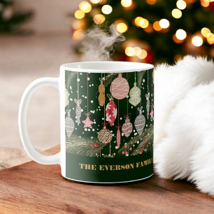 Vintage-Weihnachtsornament-Muster Familie Winter Kaffeetasse