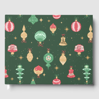 Vintage-Weihnachtsornament-Muster - Grün Gästebuch