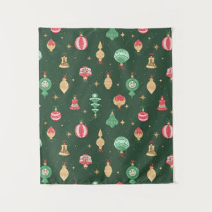 Vintage-Weihnachtsornament-Muster - Grün Wandteppich