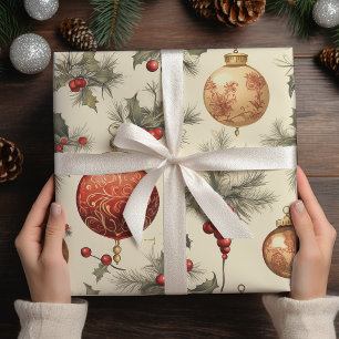 Vintage Weihnachtsornamente Weihnachten  Geschenkpapier