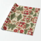 Vintage-Weihnachtspapier Geschenkpapier (Ungerollt)