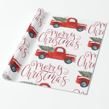 Vintage-Weihnachtspapier mit rotem LKW-Motiv