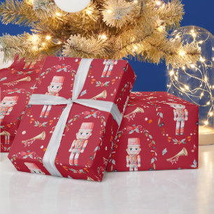 Vintage-Weihnachtspapier mit Spielzeugsoldat Geschenkpapier