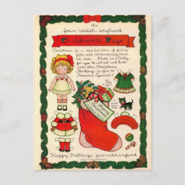 Vintage Weihnachtspapier-Puppen-Postkarte Feiertagspostkarte