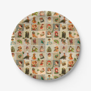 Vintage-Weihnachtspapierteller 18 cm Pappteller
