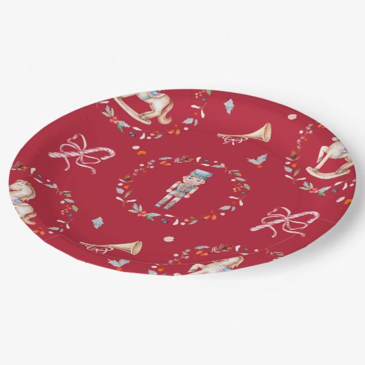 Vintage-Weihnachtspapierteller Pappteller (Schrägansicht)