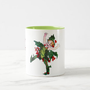 Vintage Weihnachtspixies Zweifarbige Tasse