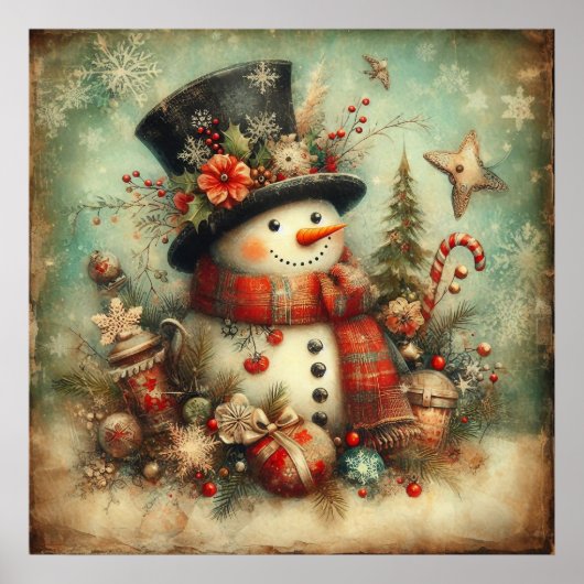 Vintage-Weihnachtsplakat Poster (Vorne)