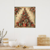 Vintage-Weihnachtsplakat Poster (Küche)
