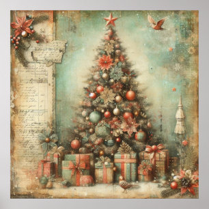 Vintage-Weihnachtsplakat Poster