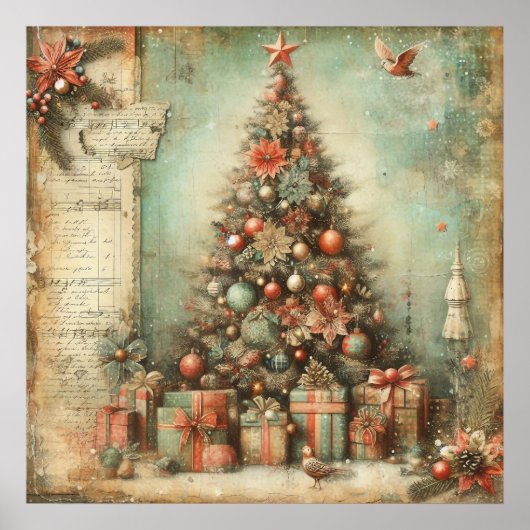 Vintage-Weihnachtsplakat Poster (Vorne)