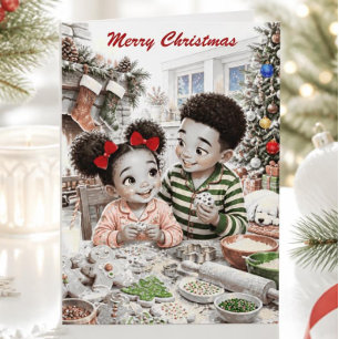 Vintage-Weihnachtsplätzchen afroamerikanischer Kin Feiertagskarte