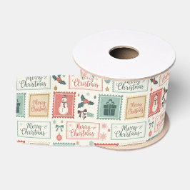 Vintage-Weihnachtspost-Briefmarkenmuster Ripsband