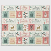 Vintage-Weihnachtspost-Design Geschenkpapier (Flach)