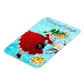 Vintage Weihnachtspost Rotes Glitzer Mädchen Magnet (Linke Seite)