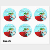 Vintage Weihnachtspost Rotes Glitzer Mädchen Runder Aufkleber (Blatt)