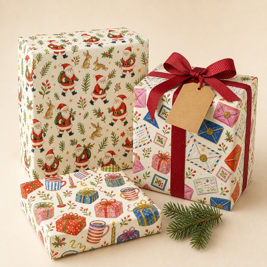 Vintage-Weihnachtspost-Wrap-Papier Geschenkpapier Set
