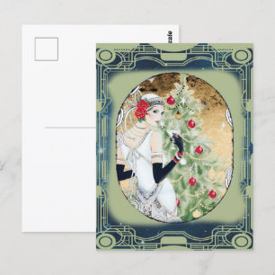 Vintage-Weihnachtspostkarte im Art Deco Stil der 1 Postkarte
