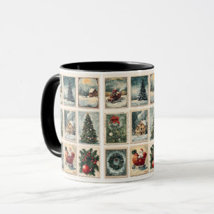 Vintage-Weihnachtspostkarten-Tasse Tasse
