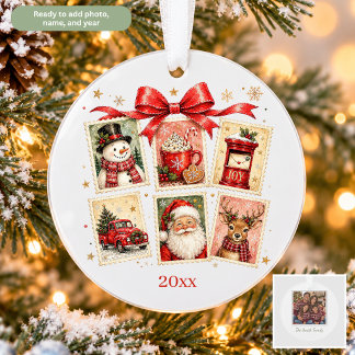 Vintage-Weihnachtspostmarken-Collage Ornament