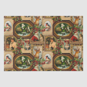 Vintage-Weihnachtsrahmen-Collage im viktorianische Seidenpapier
