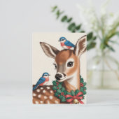 Vintage-Weihnachtsreh Postkarte (Stehend Vorderseite)