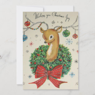 Vintage-Weihnachtsrentier mit Ornamenten Feiertagskarte