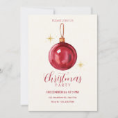 Vintage-Weihnachtsroter Ball Einladung (Vorderseite)