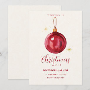 Vintage-Weihnachtsroter Ball Einladung