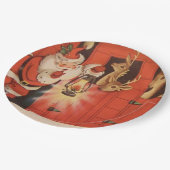 Vintage Weihnachtssankt-Ren-Partyplatte Pappteller (Schrägansicht)