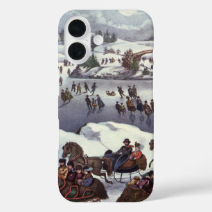 Vintage Weihnachtsschlitten, Central Park im Winte iPhone 16 Hülle