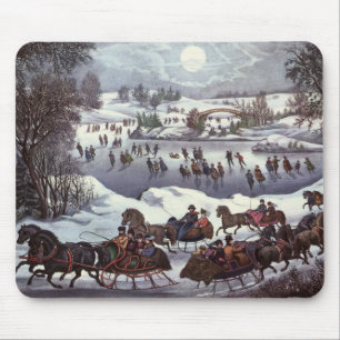 Vintage Weihnachtsschlitten, Central Park im Winte Mousepad