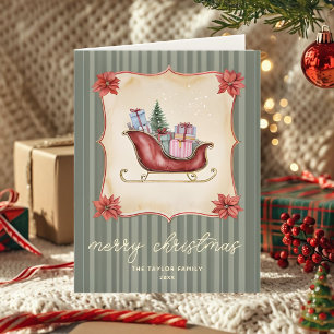 Vintage-Weihnachtsschlitten-Feiertagskarte Rusti Feiertagskarte