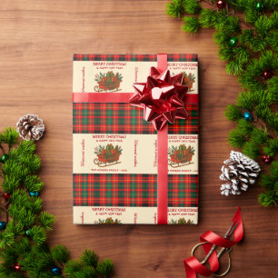 Vintage-Weihnachtsschlitten mit Geschenken und Kar Geschenkpapier