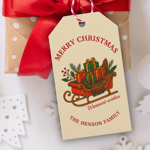 Vintage-Weihnachtsschlitten mit Geschenken Urlaub Geschenkanhänger