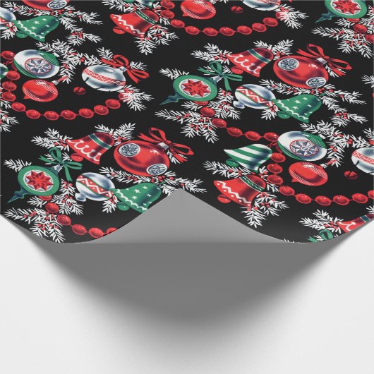 Vintage Weihnachtsschmuck aus dem Mittelalter Geschenkpapier (Ecke)