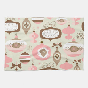 Vintage-Weihnachtsschmuck in Rosa und Grau Handtuch