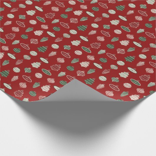 Vintage Weihnachtsschmuck - Krimson, Waldgrün Geschenkpapier (Ecke)