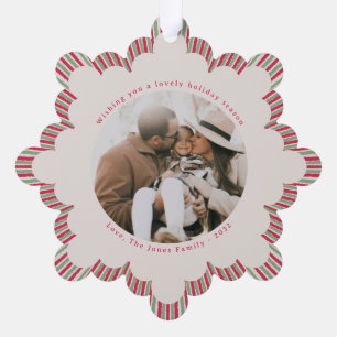 Vintage-Weihnachtsschmuck mit Foto und Monogramm Ornament Karte