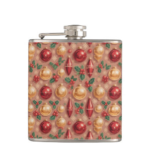 Vintage-Weihnachtsschmuck nahtloses Muster Flachmann