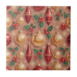 Vintage-Weihnachtsschmuck nahtloses Muster Fliese