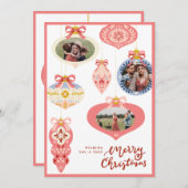 Vintage Weihnachtsschmuck Pastel | Foto Feiertagskarte (Vorne/Hinten)