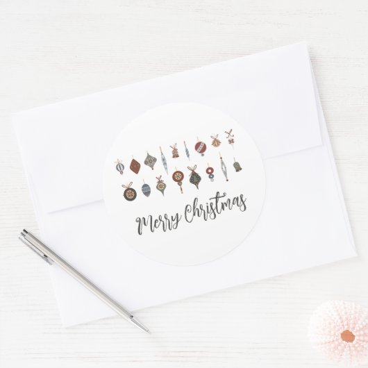 Vintage Weihnachtsschmuck Runder Aufkleber (Umschlag)