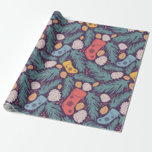 Vintage Weihnachtsschmuck Strumpf Pine Geschenkpapier