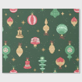 Vintage Weihnachtsschmuckmuster - Grün Geschenkpapier (Flach)