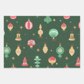 Vintage Weihnachtsschmuckmuster - Grün Geschenkpapier Set (Vorderseite 2)