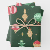 Vintage Weihnachtsschmuckmuster - Grün Geschenkpapier Set (Beispiel)
