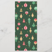 Vintage Weihnachtsschmuckmuster - Grün Menükarte (Rückseite)