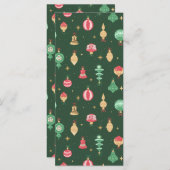 Vintage Weihnachtsschmuckmuster - Grün Menükarte (Vorne/Hinten)